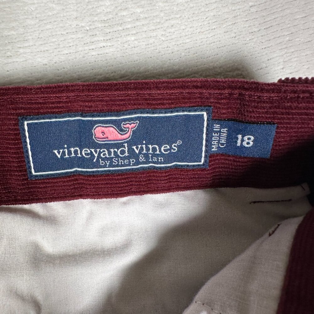 Vineyard Vines Pants Boys Size 18 Burgundy Corduroy Straight Legs Cotton Blend - Picture 7 of 12